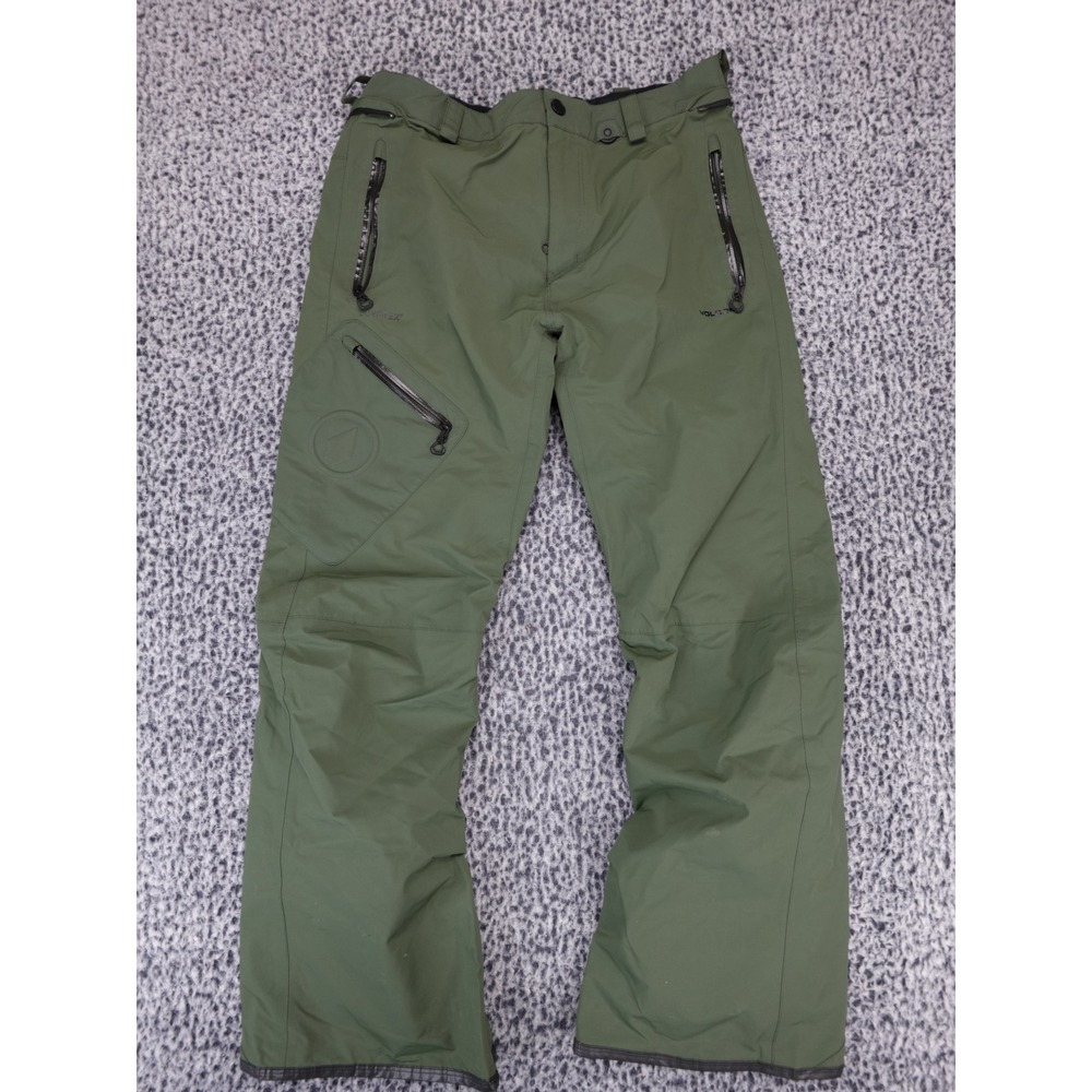 Volcom Gore-Tex Snow Pants Mens Large Olive Green Articulated Fit Waterproof
